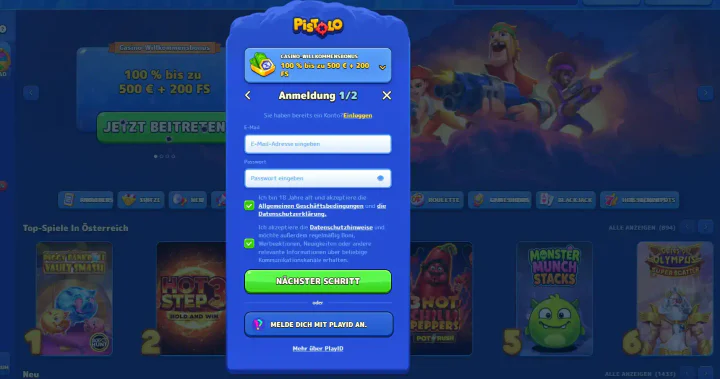 pistolo casino anmeldung
